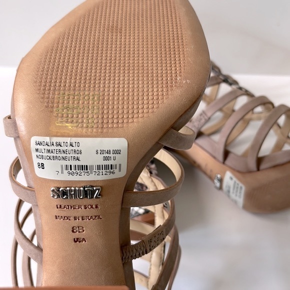 Schutz 'Kaye' Snakeskin-Print Strappy Sandals, Light Pink, 8B - Picture 12 of 13